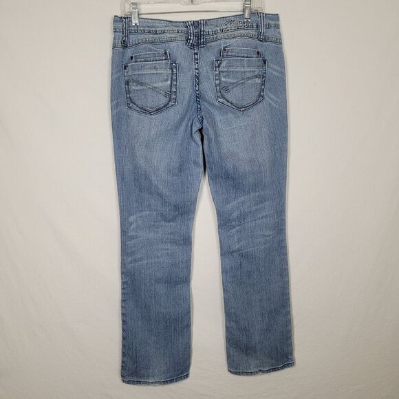 ZD Zana Di Blue Jeans Y2K Size 13 Silver Metallic Stitching Straight Leg 33x31 - Picture 2 of 11